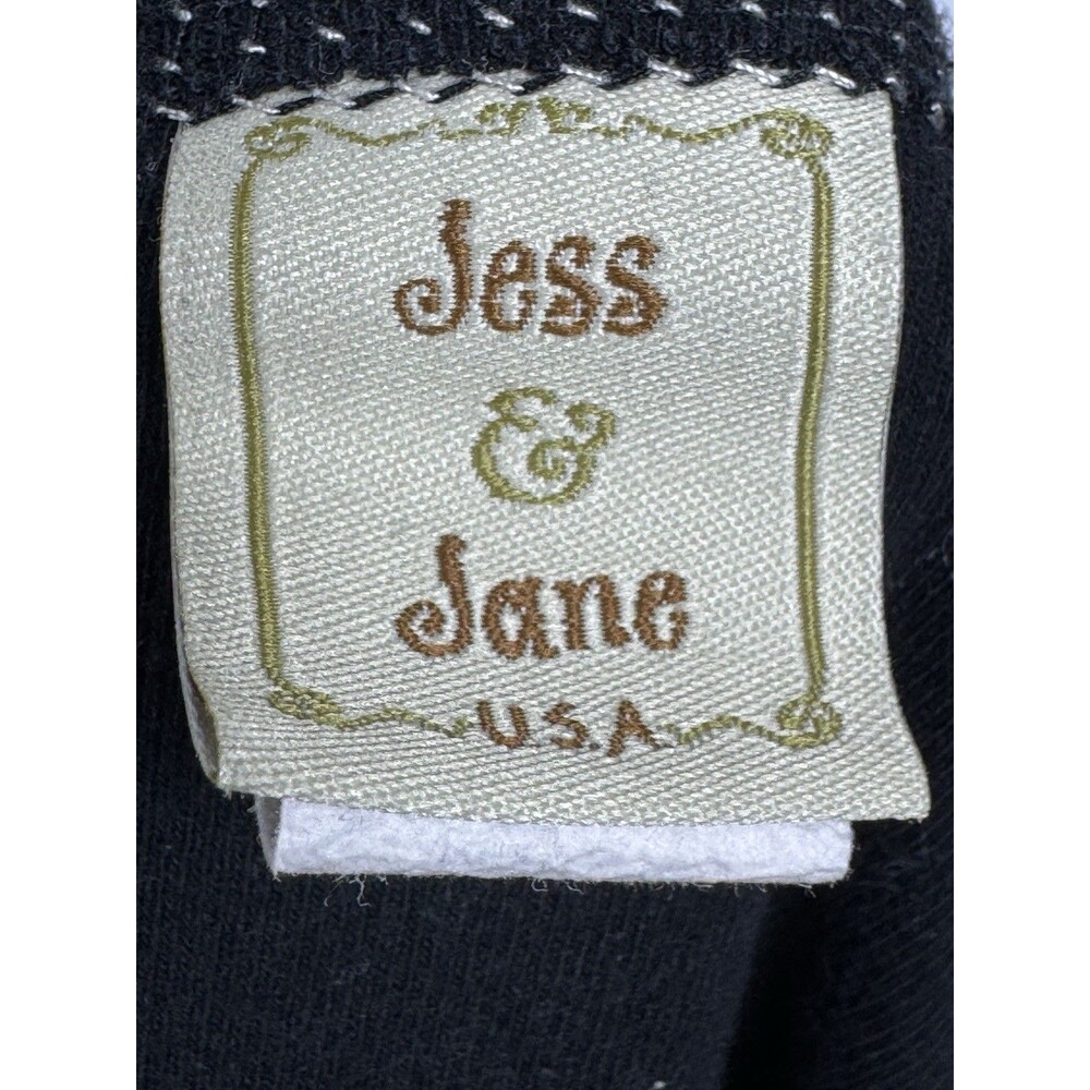 Jess and Jane‎ Top Womens Small Black Dog Doodle Embellished Cotton Made in USA - Picture 6 of 16